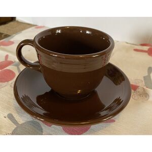 Fiestaware Retired Chocolate Classic Teacup & Saucer